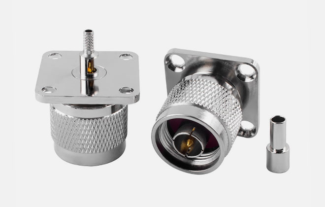 2-5 Overall Dimensions, Mounting Hole Spacing, and Flange Dimensions of N-Type Connector